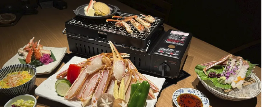 炉端焼き蟹半身コース